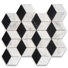 Carrara White Marble 2x3 Illusion 3D Cube Rhombus Diamond Hexagon ...