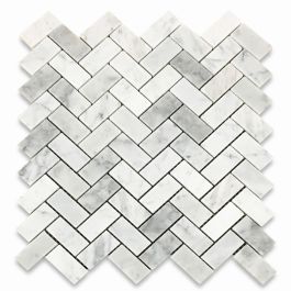 A*R様 ボーイズマーケット　Herringbone White Baker P Carrara Marble Tile Italian White Carrera 1x2 Herringbone