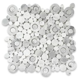 Carrara White Circle Bubble Mosaic Tile Polished