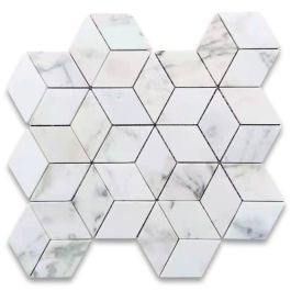 Calacatta Gold Marble 2x3 Illusion 3D Cube Rhombus Diamond Hexagon ...