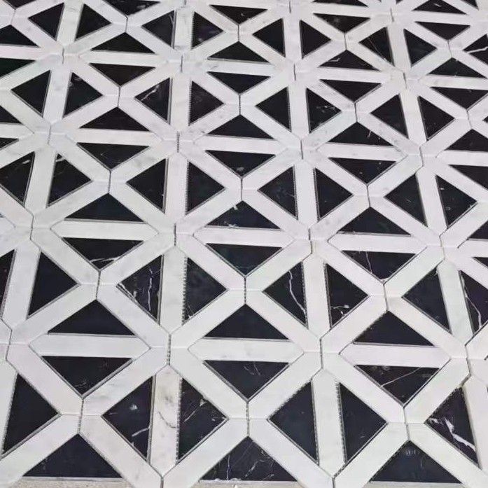 パブロマテーラ Carrara White & Nero Marquina Marble 1 inch Diamond Cross