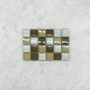 White Green and Beige Glass 7/8 Square Mosaic Tile