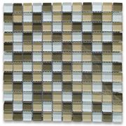 White Green and Beige Glass 7/8 Square Mosaic Tile