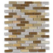Beige Brown White Crackled Glass Mix Yellow Honey Onyx Stone Brick Mosaic Tile