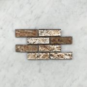 (Sample) Warm Rusty Color Satin and Matte Glass 1x3 Brick Mosaic Tile