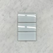 White Glass 2x4 Stacked Mosaic Tile
