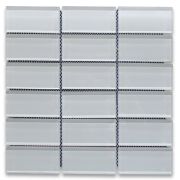 White Glass 2x4 Stacked Mosaic Tile