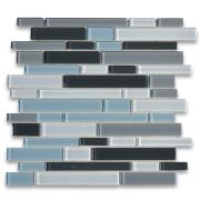 Dark Grey Light Grey Blue and White Modern Glass Mosaic Tile