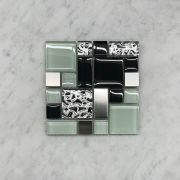 (Sample) Gray White Glass Mix Electroplate and Stainless Steel Paragon Mosaic Tile
