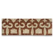 Posy Rojo 4x12 Marble Mosaic Border Listello Tile Polished