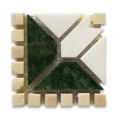 Tahitian Green 2.4x2.4 Marble Mosaic Border Corner Tile Polished