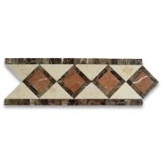 Venice Rojo 4.4x12.9 Marble Mosaic Border Listello Tile Polished