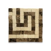 Greek Key Emperador 3.5x3.5 Marble Mosaic Border Corner Tile Polished