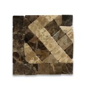 Renaissance Emperador 2x2 Marble Mosaic Border Corner Tile Polished