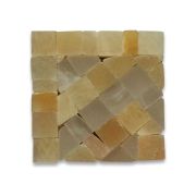 Renaissance Honey Onyx 2x2 Marble Mosaic Border Corner Tile Polished