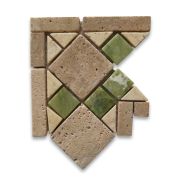 Venice Green 4.8x4.8 Marble Mosaic Border Corner Tile Tumbled