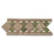 Venice Green 4x11.1 Marble Mosaic Border Listello Tile Tumbled