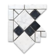 Venice Monochrome 4.8x4.8 Marble Mosaic Border Corner Tile Polished