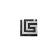 Greek Key Carrara White Nero Marquina Black 3.5x3.5 Marble Mosaic Border Corner Tile Honed