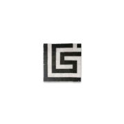 Greek Key Carrara White Nero Marquina Black 3.5x3.5 Marble Mosaic Border Corner Tile Polished