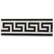 Greek Key Carrara White Nero Marquina Black 3.5x11 Marble Mosaic Border Listello Tile Polished