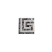Greek Key Carrara White Bardiglio Gray 3.5x3.5 Marble Mosaic Border Corner Tile Polished
