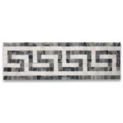 Greek Key Carrara White Bardiglio Gray 3.5x11 Marble Mosaic Border Listello Tile Honed