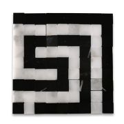 Greek Key Carrara White Nero Marquina Black 3.5x3.5 Marble Mosaic Border Corner Tile Polished