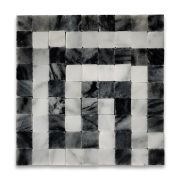 Greek Key Carrara White Bardiglio Gray 3.5x3.5 Marble Mosaic Border Corner Tile Honed