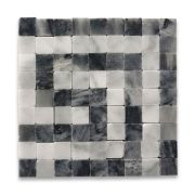 Greek Key Carrara White Bardiglio Gray 3.5x3.5 Marble Mosaic Border Corner Tile Polished