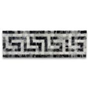 Greek Key Carrara White Bardiglio Gray 3.5x11 Marble Mosaic Border Listello Tile Honed