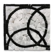 Eternal Rings Carrara White Nero Marquina Black 4x12 Marble Mosaic Border Corner Tile Polished