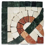Asterales Red 2.8x2.8 Marble Mosaic Border Corner Tile Polished