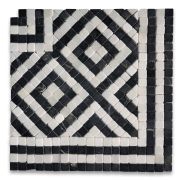 Guitam Black White 7.1x7.1 Marble Mosaic Border Corner Tile Tumbled