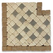 Inca 3.25x3.25 Marble Mosaic Border Corner Tile Tumbled