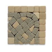 Quadra Sienna 2.25x2.25 Marble Mosaic Border Corner Tile Tumbled