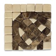 Quadra Emperador 2.25x2.25 Marble Mosaic Border Corner Tile Tumbled