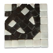 Quadra Bianco 2.25x2.25 Marble Mosaic Border Corner Tile Tumbled