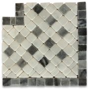 Inca Sky 3.25x3.25 Marble Mosaic Border Corner Tile Tumbled