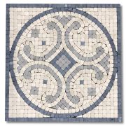 Katana Flower Nero 12x12 Marble Medallion Micro Mosaic Tile Tumbled