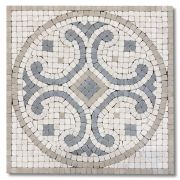 Katana Flower Beige 12x12 Marble Medallion Micro Mosaic Tile Tumbled