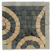 Swirl Nero 4x4 Marble Mosaic Border Corner Tile Tumbled