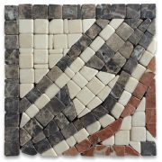 Leaf Red 4x4 Marble Mosaic Border Corner Tile Tumbled