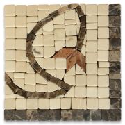 Edera Sienna 4x4 Marble Mosaic Border Corner Tile Tumbled