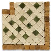 Inca Antique 3.25x3.25 Marble Mosaic Border Corner Tile Tumbled
