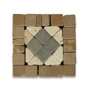 Greece 2x2 Marble Mosaic Border Corner Tile Tumbled