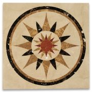 Jasmine Emperador Rojo Marble Medallion Inlay Waterjet Art Piece 36 inch Square Polished