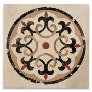 Savannah Emperador Gold Marble Medallion Inlay Waterjet Art Piece 36 inch Square Polished