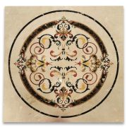 Rafael Emperador Colorful Marble Medallion Inlay Waterjet Art Piece 36 inch Square Polished