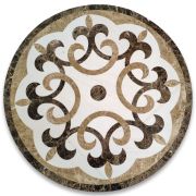 Savannah Yugoslavia White Marble Medallion Inlay Waterjet Art Piece 36 inch Round Polished